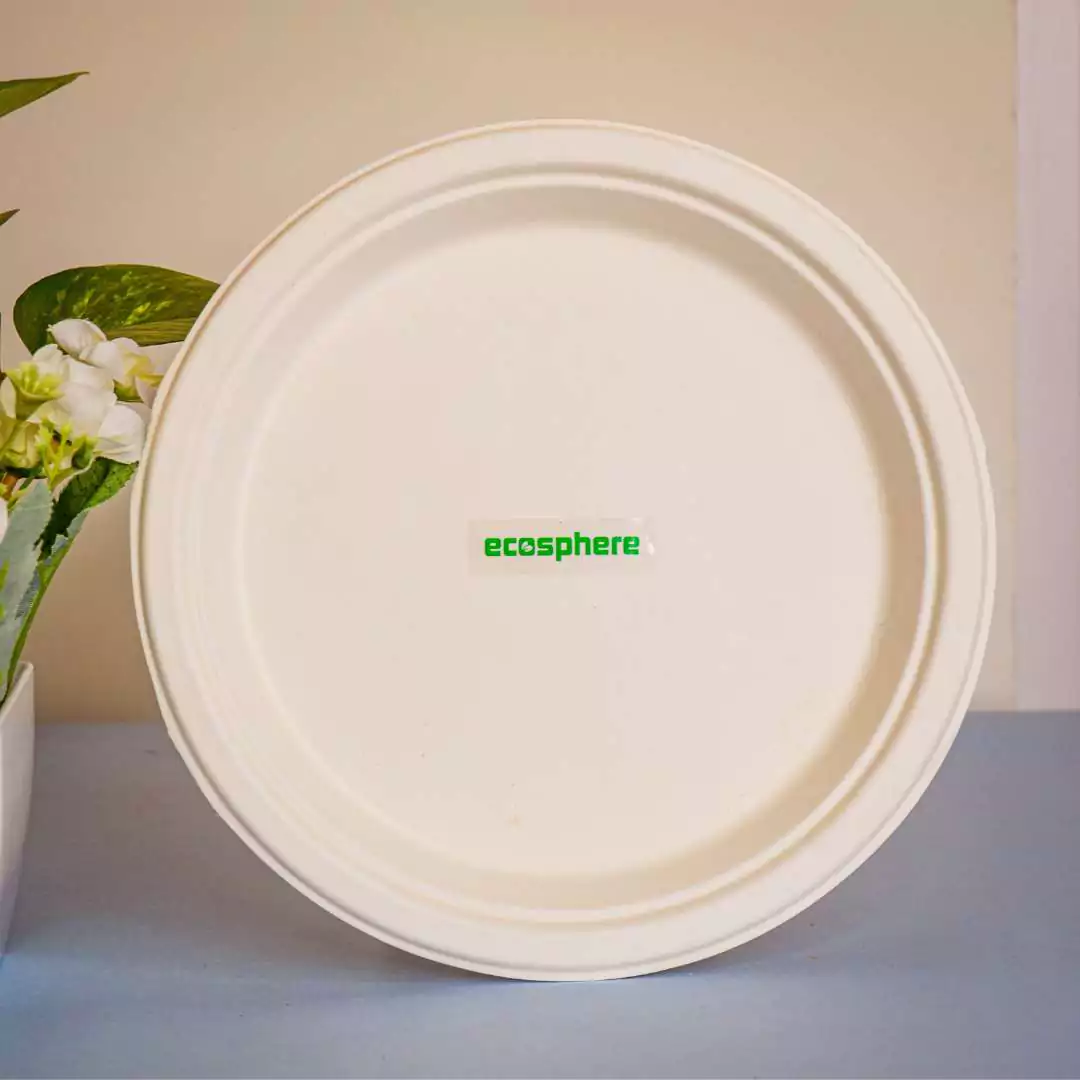 Bagasse Plates White – Ecosphere 100% Eco-friendly (Bundle of 125)